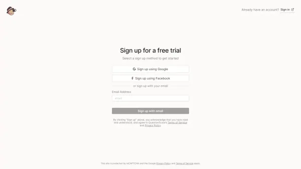 QuestionScout - Sign Up design inspiration