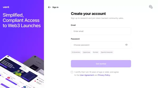 Vent Launchpad - Sign Up design inspiration