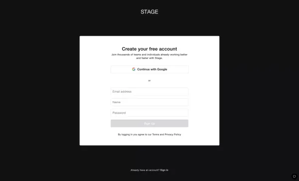 Stage - Sign Up design inspiration
