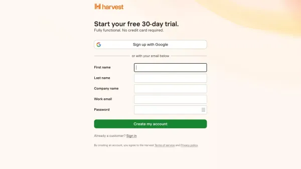 Sign up for Harvest - Sign Up design inspiration