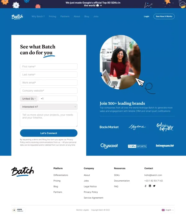 Batch | Contact us - Sign Up design inspiration