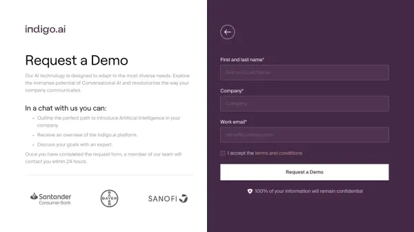 Request a demo - Indigo.ai - Sign Up design inspiration