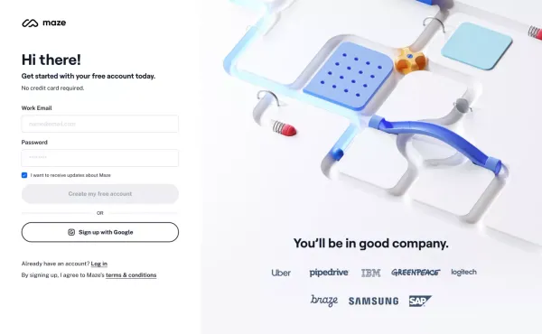 Maze | User Research & Testing Platform - Sign Up design inspiration
