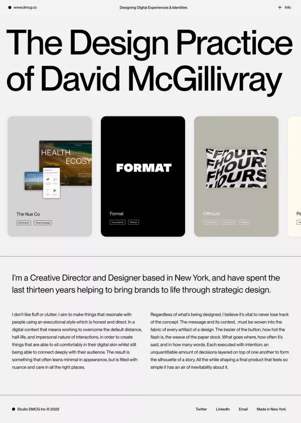 The Design Practice of David McGillivray - Portfolio design inspiration