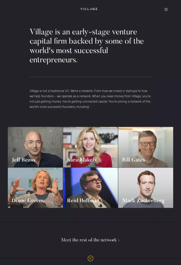 Village – Early Stage Venture Capital Backed by Some of the World's Best Entrepreneurs - Other design inspiration