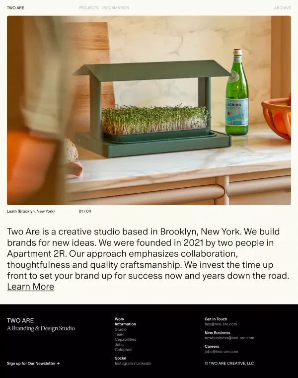 TWO ARE — A Branding & Design Studio - Portfolio design inspiration