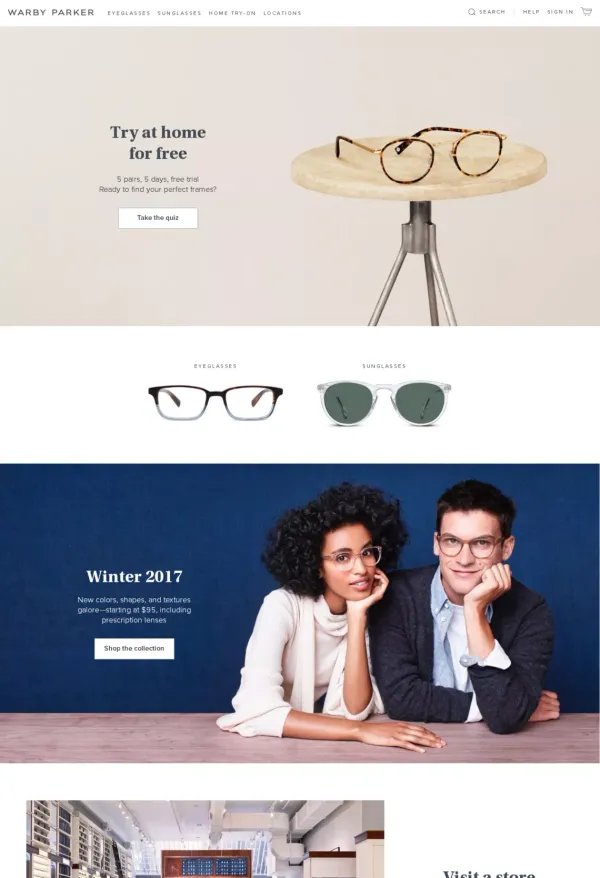 Glasses & Prescription Eyeglasses | Warby Parker - Ecommerce design inspiration