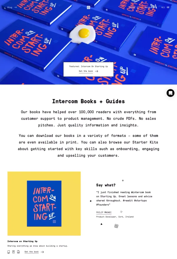 Books + Guides | Intercom - Landing design inspiration