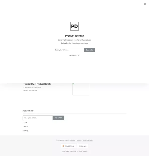 Product Identity | Itay Dreyfus | Substack - Blog design inspiration