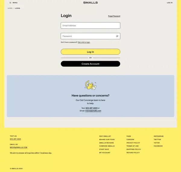 Smalls | Sign In - Sign Up design inspiration