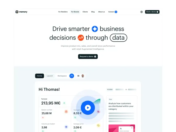 Drive smarter business decisions through data - Memory - Landing design inspiration