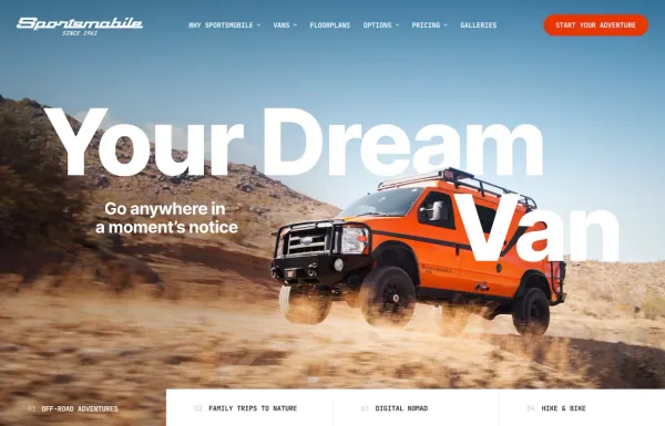Sportsmobile | Dream Vans Since 1961 - Start Your Adventure - Landing design inspiration