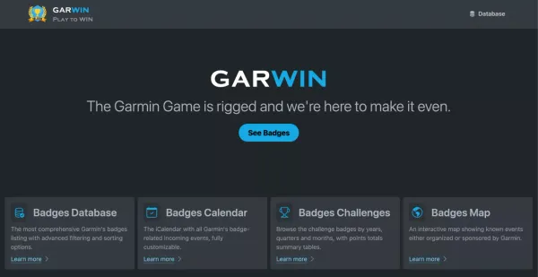 Garwin - Garmin Badges Database, Calendar, Maps and more - Product listing design inspiration