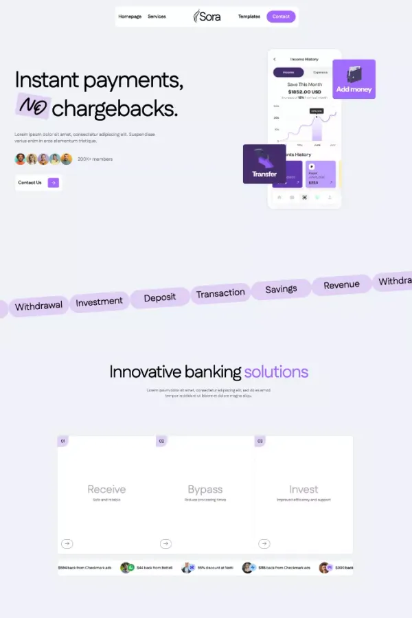 Sora Banking - Webflow HTML Website Template - Template design inspiration