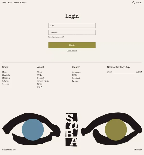 Account – saba jam - Sign Up design inspiration