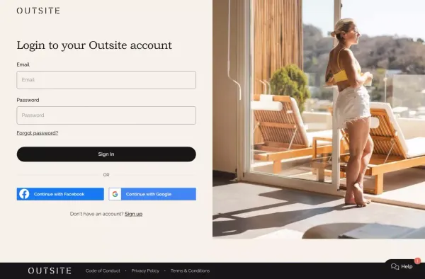 Coliving + Community for Remote Workers | Outsite - Sign Up design inspiration