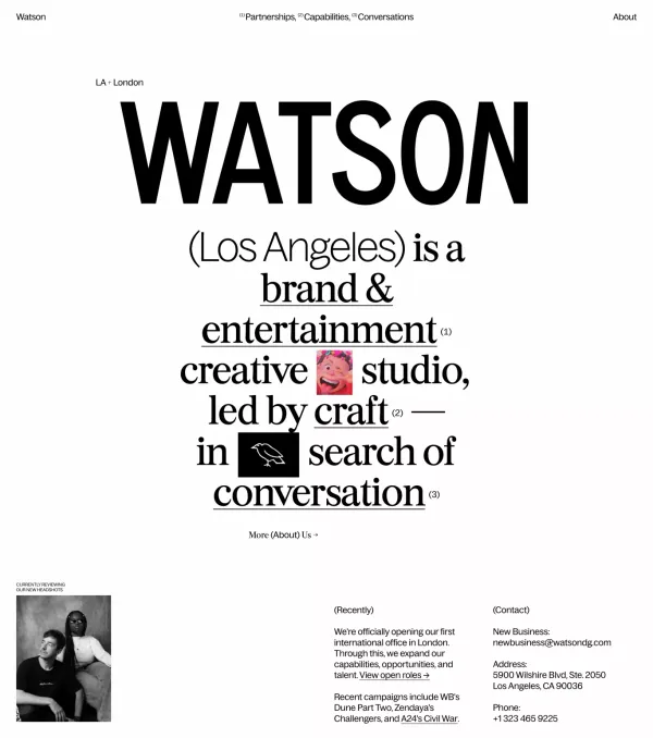 Watson — Los Angeles & London - Portfolio design inspiration