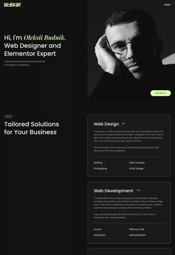 Oleksii Budnik - Web Designer and Elementor Expert