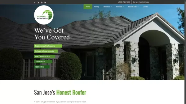 Roofer in San Jose CA | Campbell Roofing, Inc. | 408-796-1233 - Landing design inspiration