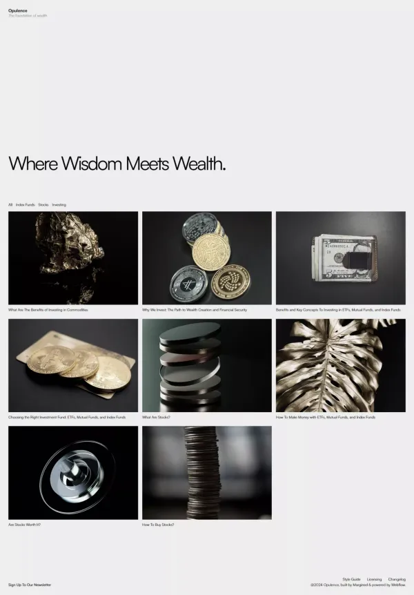 Opulence Website Page Template for Webflow