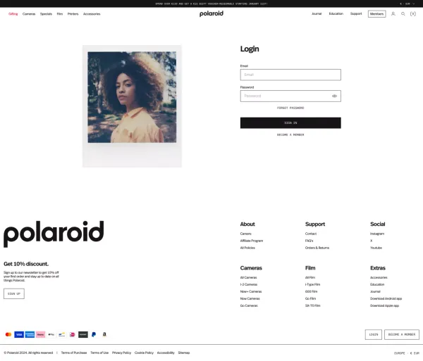 Login | Polaroid EU - Sign Up design inspiration