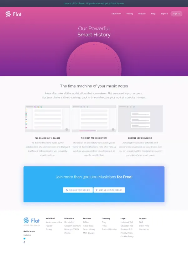 Smart History - Feature - Flat - Landing design inspiration