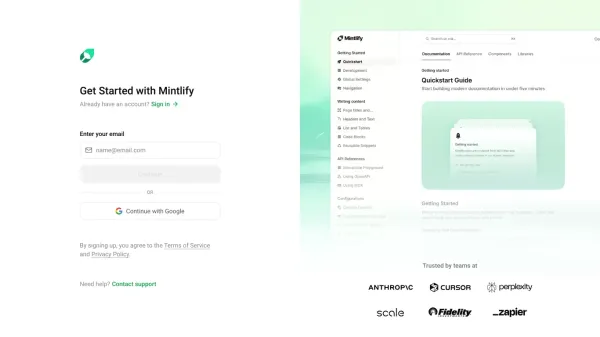 Sign up - Mintlify - Sign Up design inspiration