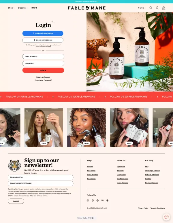 Account | Fable & Mane - Sign Up design inspiration