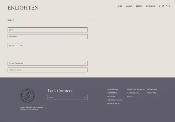 Account – ENLIGHTEN CANDLES - Sign Up design inspiration