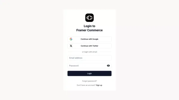 Framer Commerce - Sign Up design inspiration