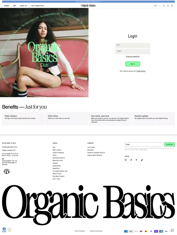Account – Organic Basics EU - Sign Up design inspiration