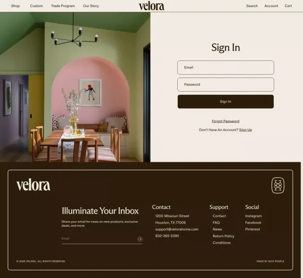 Account                   – Velora - Sign Up design inspiration