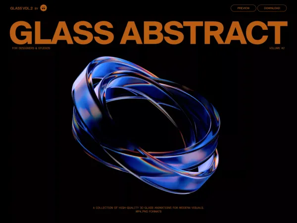 Glass abstract animated shapes vol.2 - Landing design inspiration
