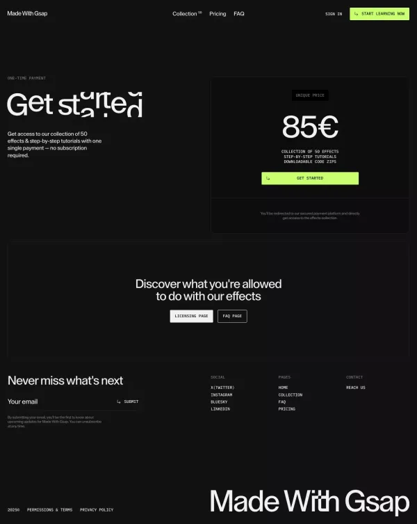 Get Started — Made With Gsap - Pricing design inspiration
