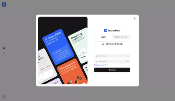 buzzabout - Audience Insights Tool - Sign Up design inspiration