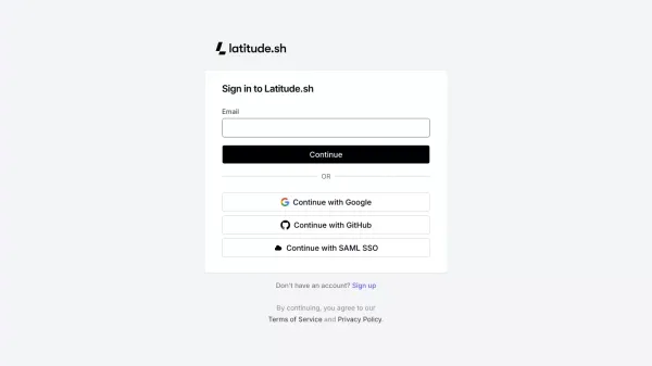 Login – Dashboard - Latitude.sh - Sign Up design inspiration