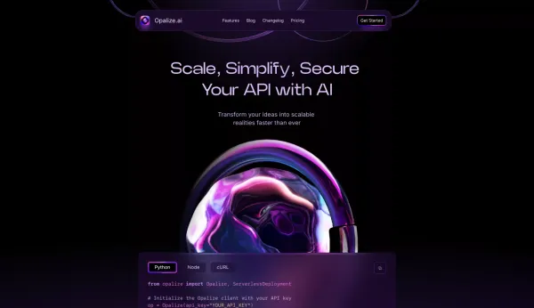 Opalize AI – Scalable Vector Database API for AI-Powered Applications - Product page design inspiration