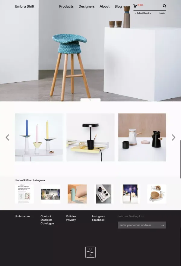 Umbra Shift: Functional, Familiar and Forward Thinking  | Umbra Shift - Ecommerce design inspiration