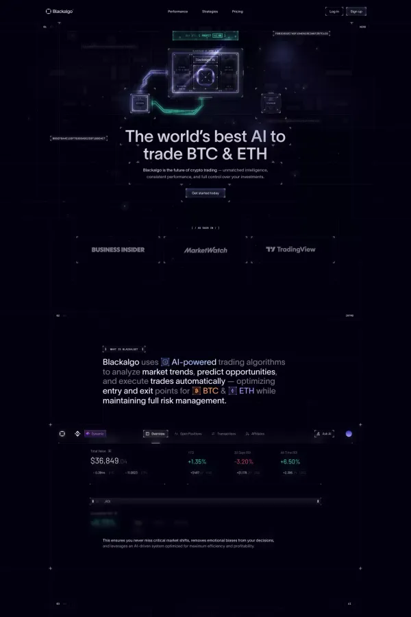 Blackalgo | Intelligent Trading for the Crypto Elite - Landing design inspiration