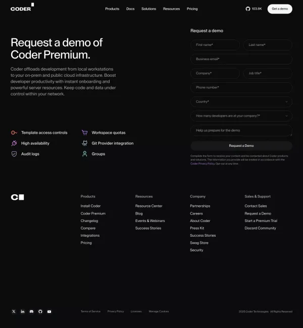 Request a Demo - Coder - Sign Up design inspiration