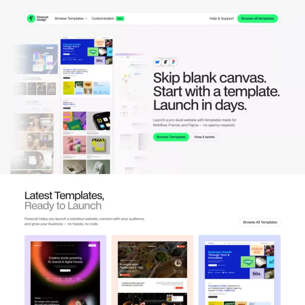 Flowcub | Free & Premium Website Templates for Webflow & Framer - Landing design inspiration