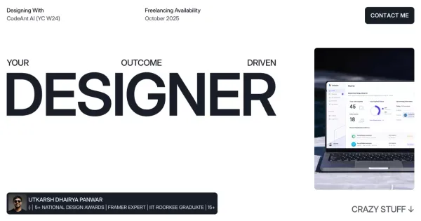Utkarsh Dhairya Panwar - UX Designer | Framer Expert | IIT Roorkee