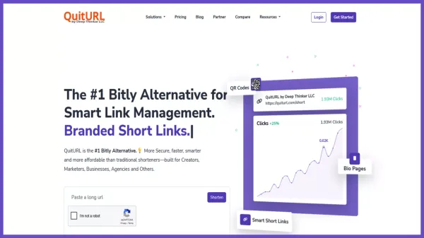 The #1 Bitly Alternative URL Shortener & Link Management Platform - QuitURL - Product listing design inspiration