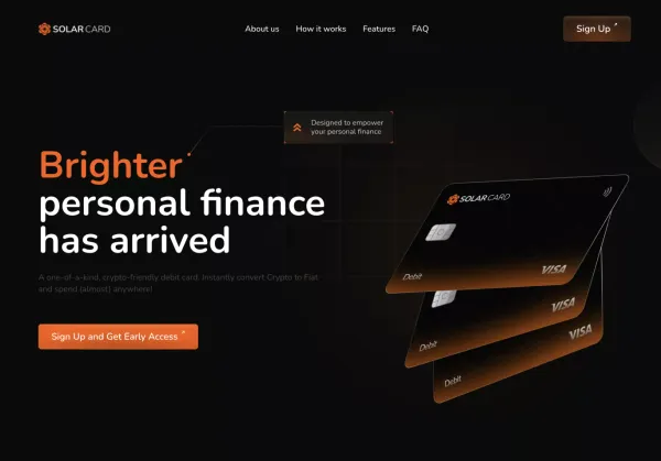 Solar Card - Landing design inspiration
