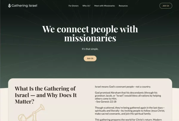 Gathering Israel – We’re connecting people with missionaries! - Landing design inspiration