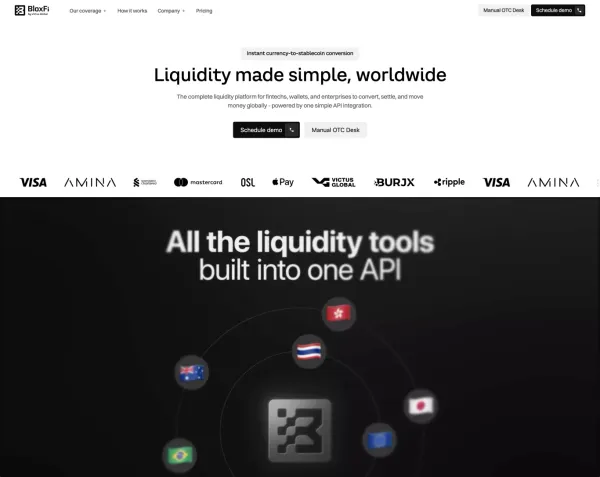 Global API for Currency Conversion & Settlement | BloxFi - Landing design inspiration