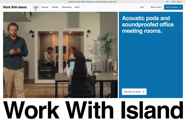 Work with Island | Acoustic pods and booths for open-plan offices
