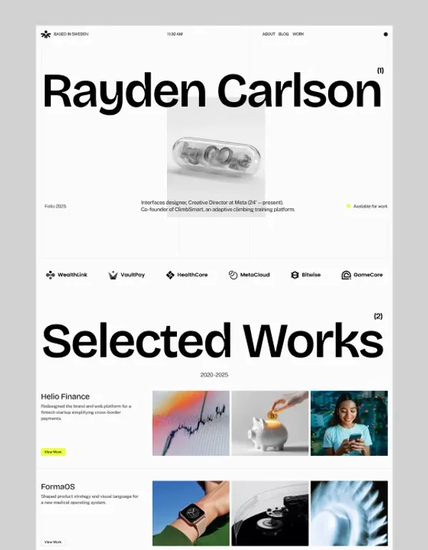 Rayden Carlson â  Swedish Designer & Creative Director at Meta - Portfolio design inspiration