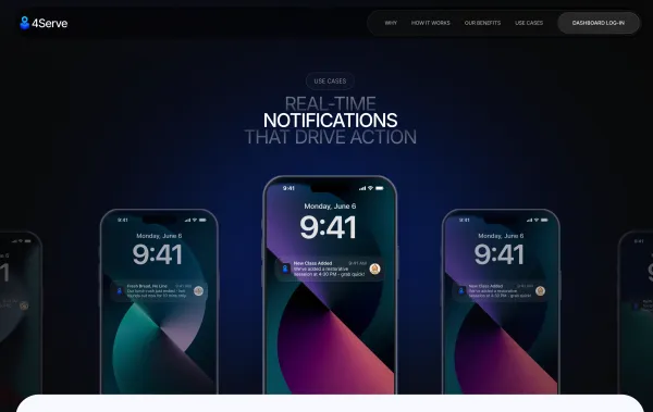 4Serve: Location-Based Customer Messaging for Small Business - Product page design inspiration
