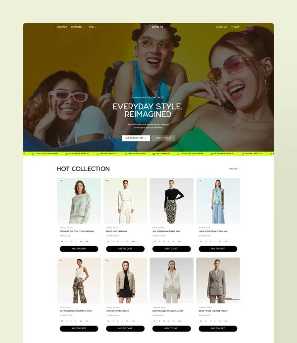 Avolin â Fashion Ecommerce Webflow Template - Flowcub - Ecommerce design inspiration